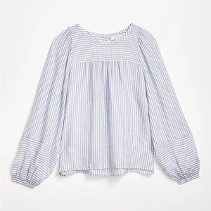 LOFT Petite Striped Shirred Blouse XXS NWT